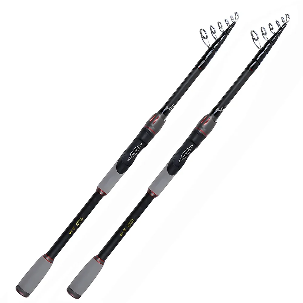 Ghotda-caña de pescar con señuelo giratorio, Mini caña telescópica de carbono, 1,8/2,1/2,4/2,7/3,0 m, peso del cebo de acción de 8-18g - imagen 5