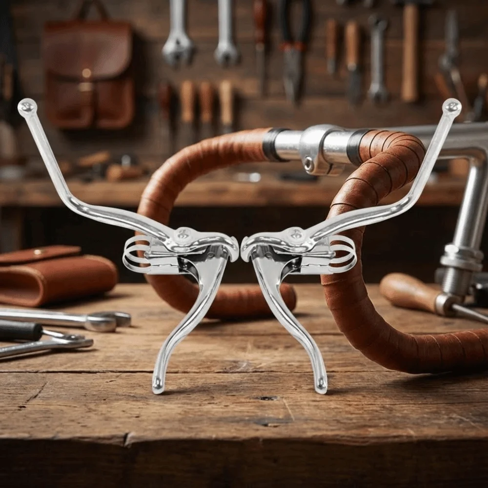 1 Par de Palancas de Freno de Bicicleta Duraderas de 22.2 mm de Diámetro, Palancas de Freno de Aleación de Aluminio Ligeras, Palancas de Freno de Disco Plateadas para Bicicleta de Carretera - imagen 3