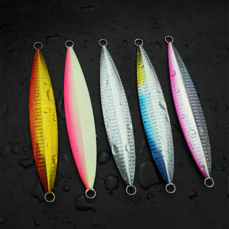 Accesorios de pesca de carpa de calamar Jigging de hundimiento lento de Metal, señuelo giratorio con anzuelos de asistencia, pesca en el mar, 100g-500g - imagen 3