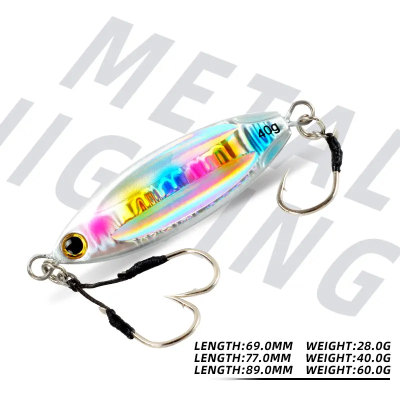 Magic Works-gabarito lento de Metal, 28g, 40g, 60g, lubina para Señuelos de Pesca, cebo Artificial, suministros de aparejos, nuevo anzuelo afilado para peces falsos - imagen 4