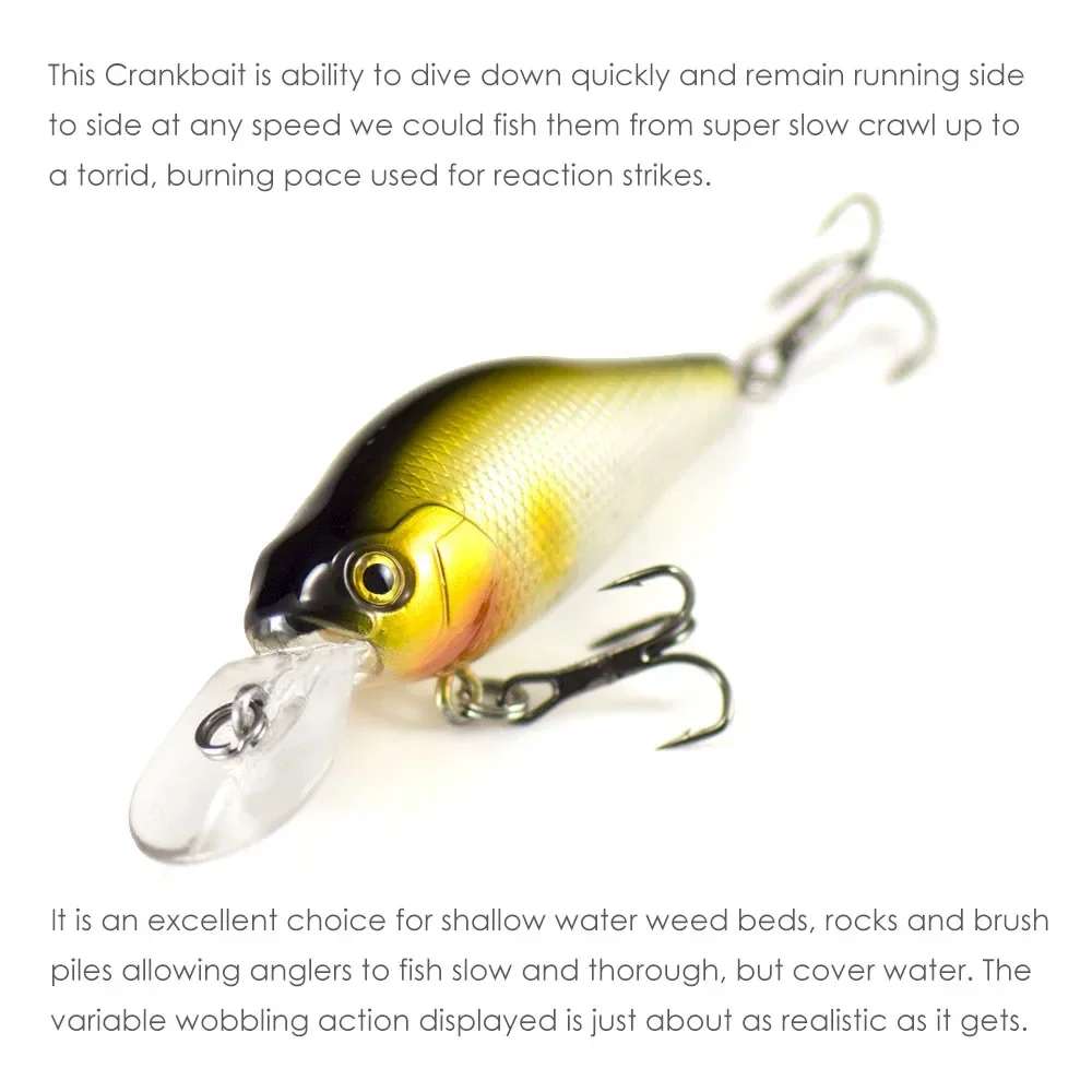 Countbass Crankbait 53 mm 6,6 g Señuelos de pesca de plástico duro, Wobbler Chatterbait de agua dulce Profundidad de buceo 1,2-1,8 m - imagen 2