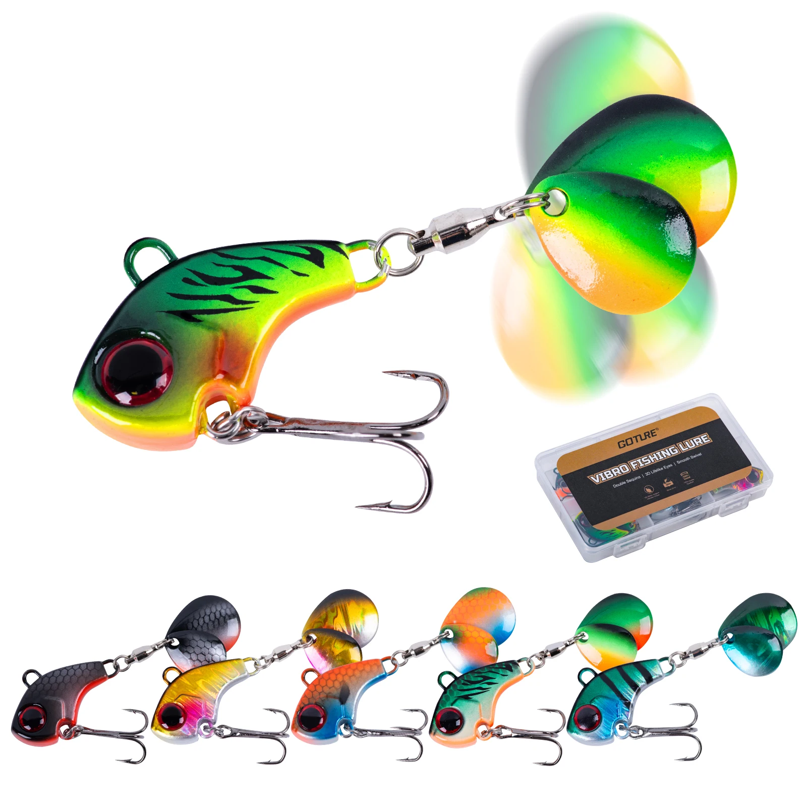 Señuelo de Pesca Metálico Goture de 7-14g, 4-6 Piezas - Cuchara para Trucha, Cebo Duro con Anzuelo, Accesorios de Pesca, Vibración, Spinner, Cebo Hundible - imagen 2