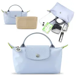 Bolsas de almacenamiento duraderas, bolsa de inserción, bolsa de forro portátil con múltiples bolsillos, bolsa de fieltro de viaje, organizador para Mini bolsa Longchamp, 1 Uds.