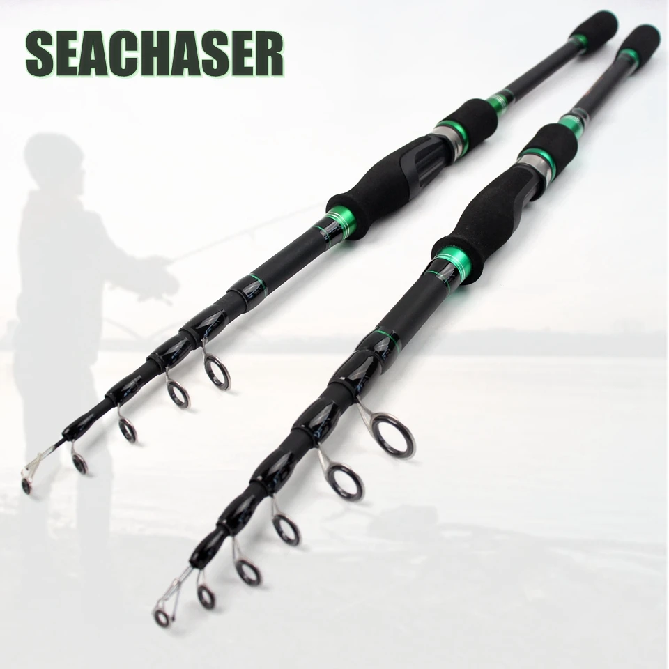 Caña de señuelo giratoria telescópica, 1,8-2,7 M de potencia, fibra de carbono, agarre EVA, ultracorto, portátil para pesca en agua dulce y salada - imagen 4