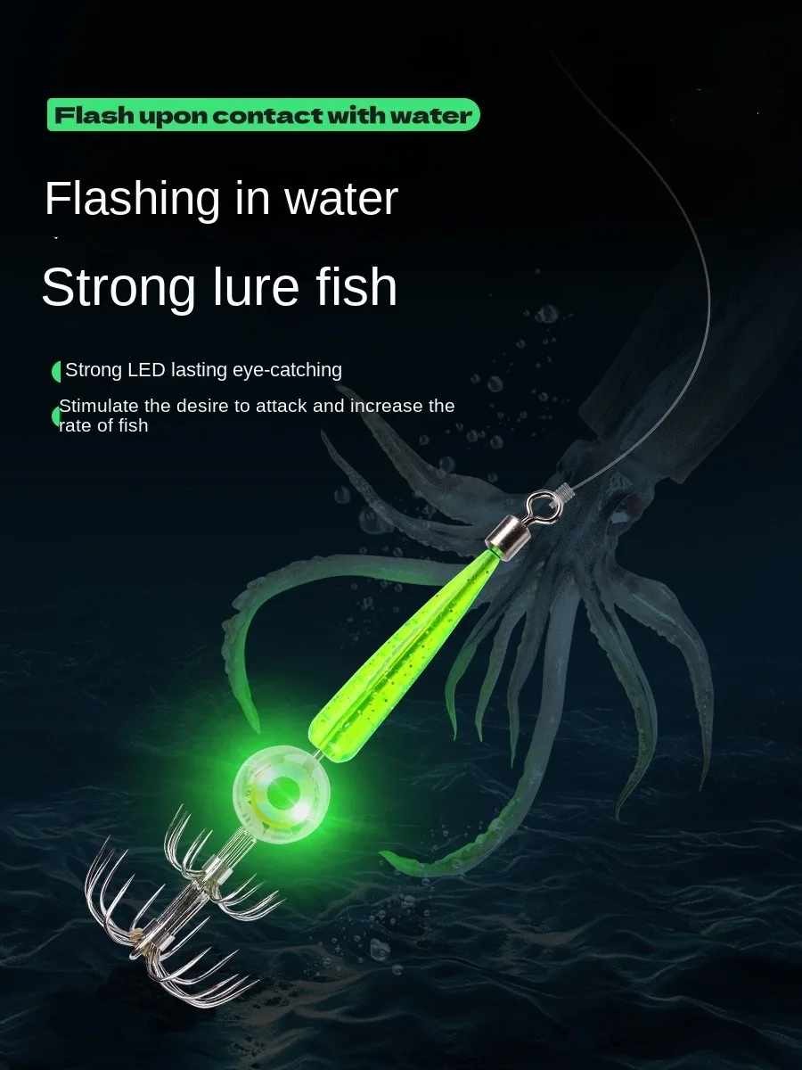 Nuevos Señuelos de Pesca, anzuelo doble de calamar con luz LED, plantilla de calamar, señuelo luminoso, pie web, pulpo, Egi, sepia, cebo, equipo de mar - imagen 2