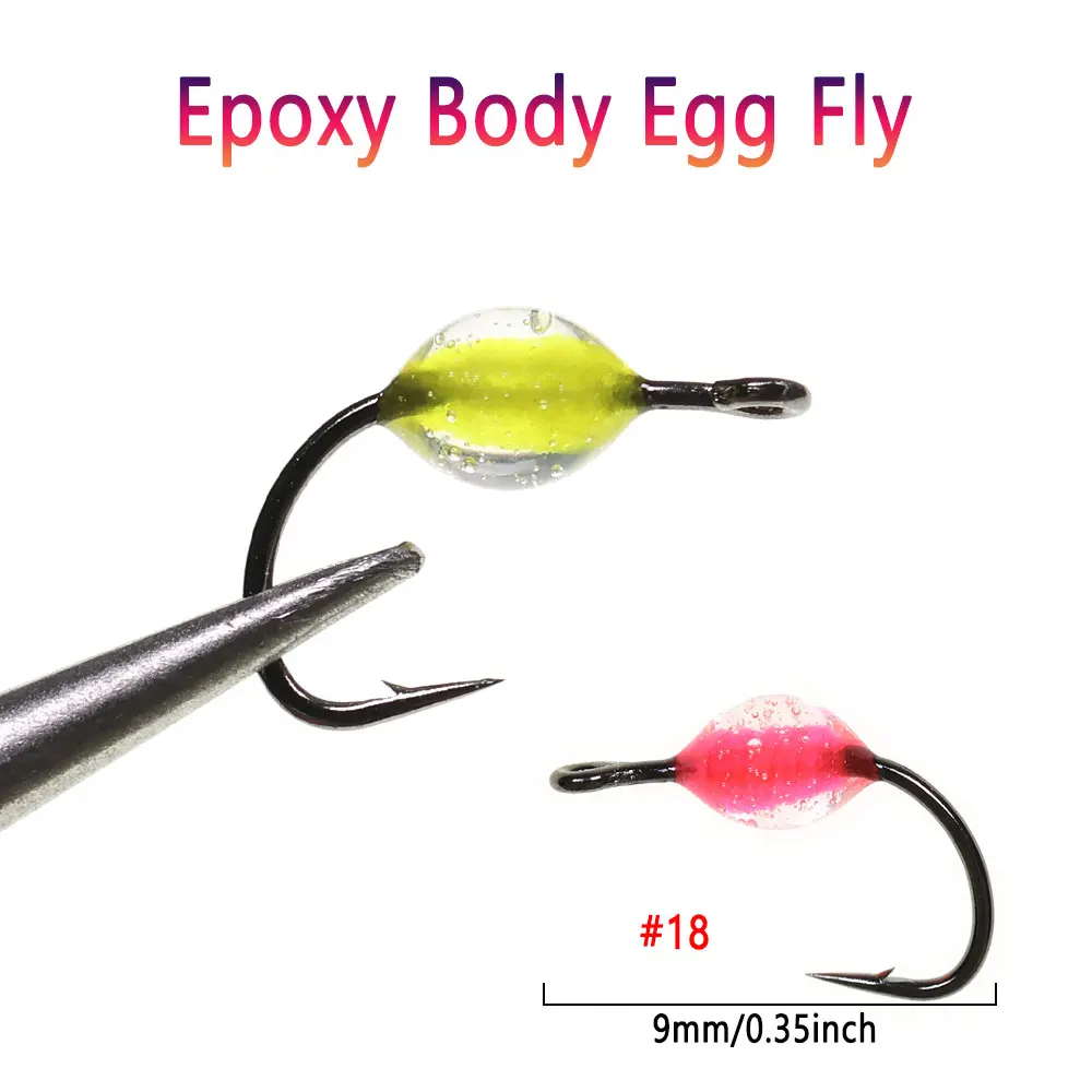 Bimoo 6/8PCS # 18 cuerpo epoxi huevo mosca Artificial Glo insecto salmón pez ovillo cebo hundimiento lento trucha lubina Panfish Señuelos de pesca - imagen 2