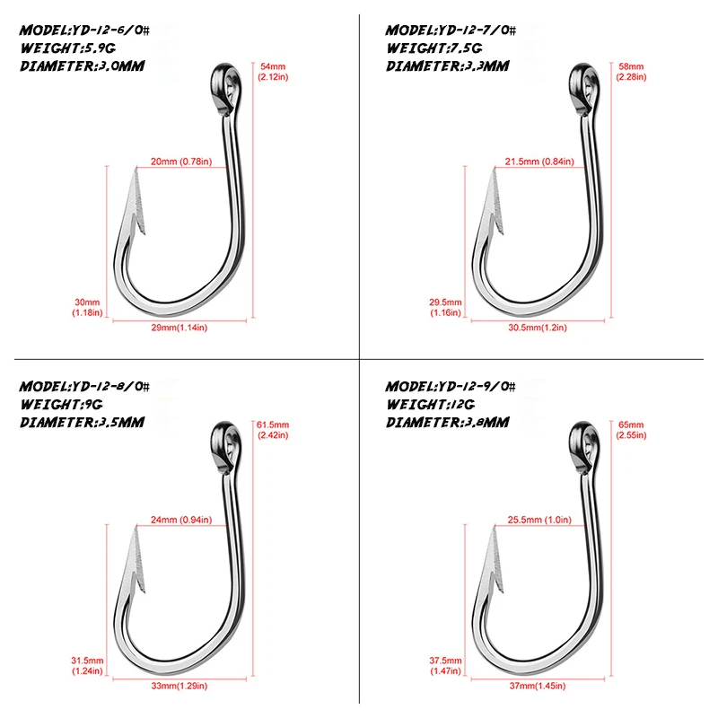 Anzuelo de acero inoxidable para pesca en barco, accesorio adecuado para atún, con púas, 5 piezas - imagen 3