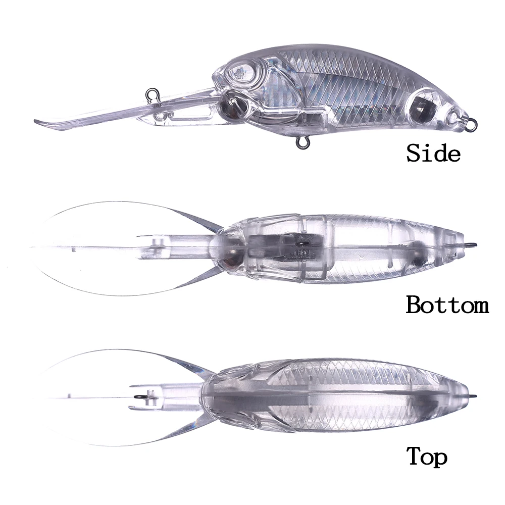 Chan'sHuang, 10 Uds., sonajero de cebo en blanco sin pintar, hoja de aluminio de Crankbait para buzo profundo en el interior, señuelo de pesca Artificial hecho a mano DIY - imagen 3