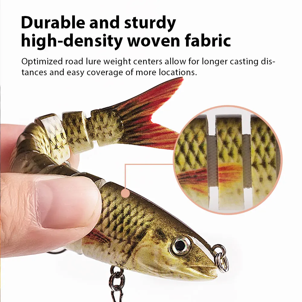 Hanlin 10 cm/3,94 pulgadas Señuelos de Pesca multiarticulados hundimiento Swimbait 9 segmentos trucha Crankbait Wobbler cebo duro Minnow aparejos de lubina - imagen 3