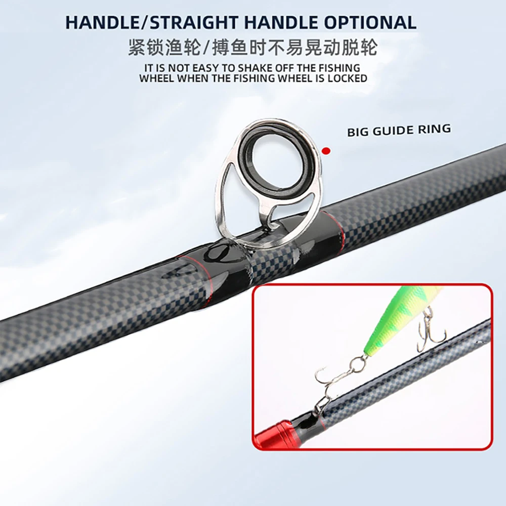 Caña de pescar ultraligera de carbono para viaje, caña de pescar con señuelo de fundición giratoria, alta resistencia, 5-25g, 2 secciones, Surf rápido, 1,65 m/1,8 m - imagen 3