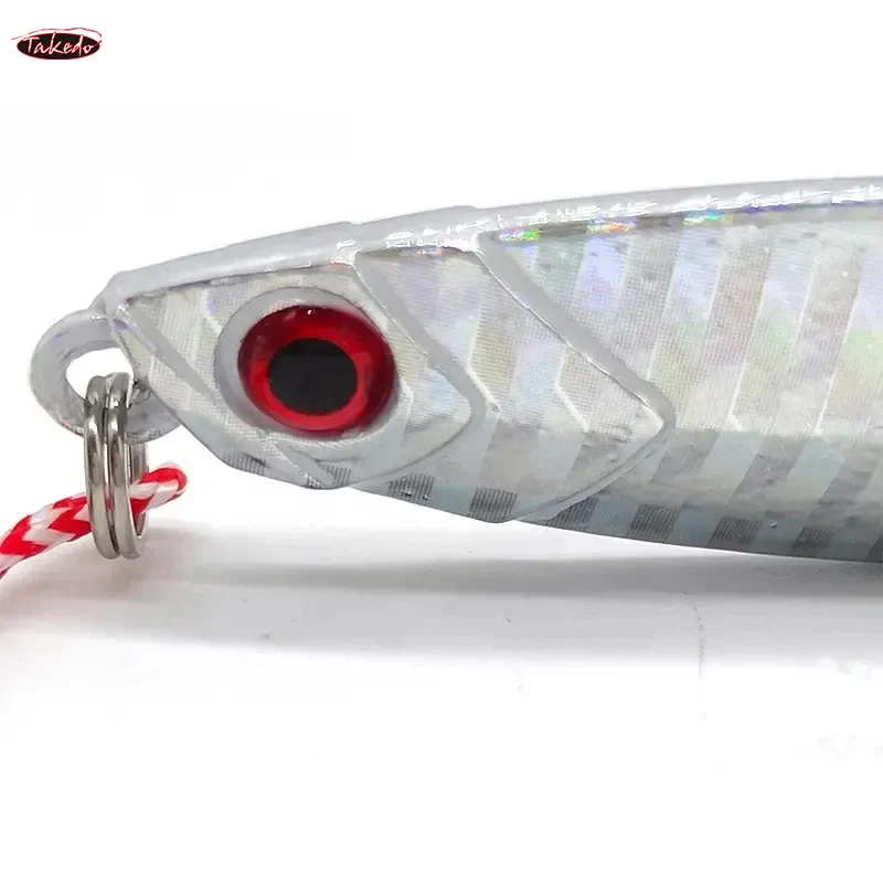 TAKEDO HG01 7g 10g 15g 20g señuelo de Jigging pesca en agua salada plantilla lenta de Metal plantilla de calamar dos ganchos - imagen 2