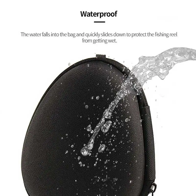 Bolsa portátil para carrete de pesca, funda protectora negra de 15,5 cm, impermeable, EVA, para exteriores, herramientas de pesca giratorias, aparejos - imagen 5