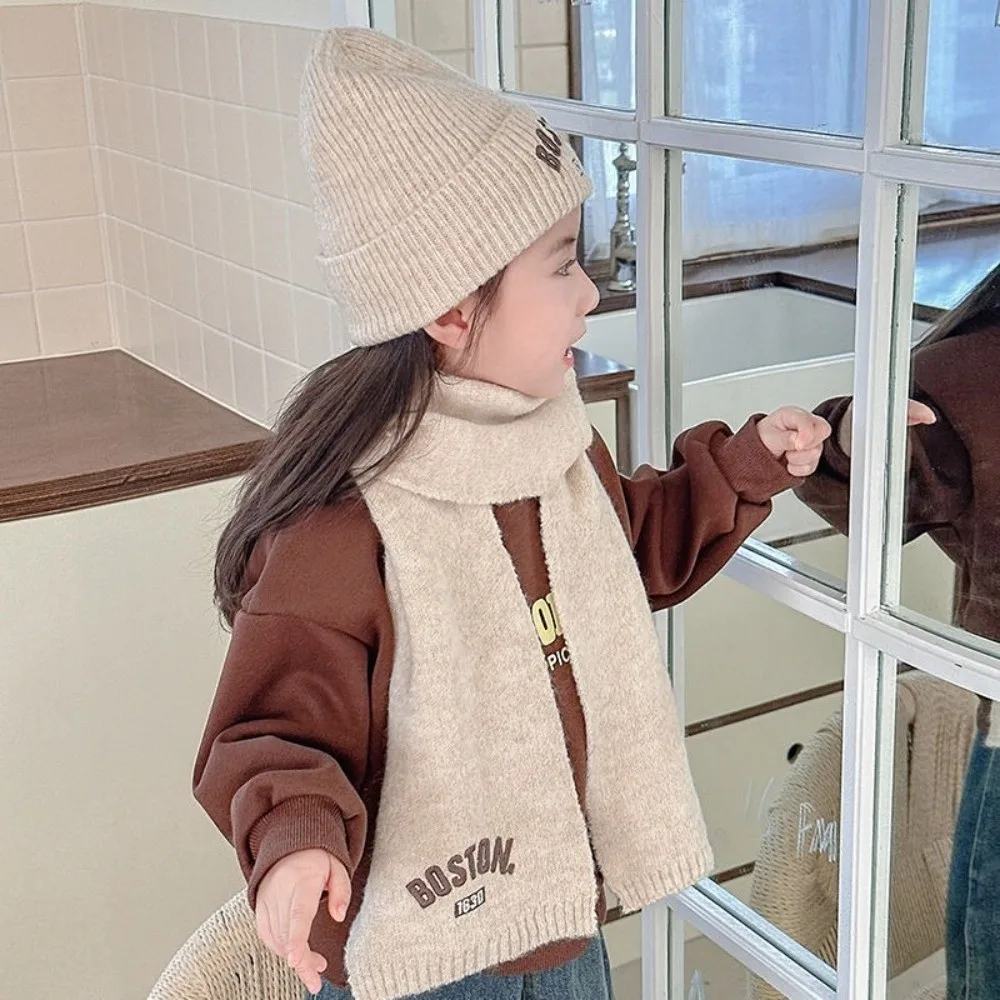 Nuevo conjunto de gorro y bufanda bordada BOSTON, jersey a prueba de viento y frío, gorro cálido para 2-8 años - imagen 5