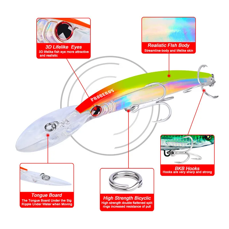 Cebo duro flotante de calidad para pesca de carpa, crankbait, con 6 # anzuelos, 17cm, 27G, 1 parte - imagen 4
