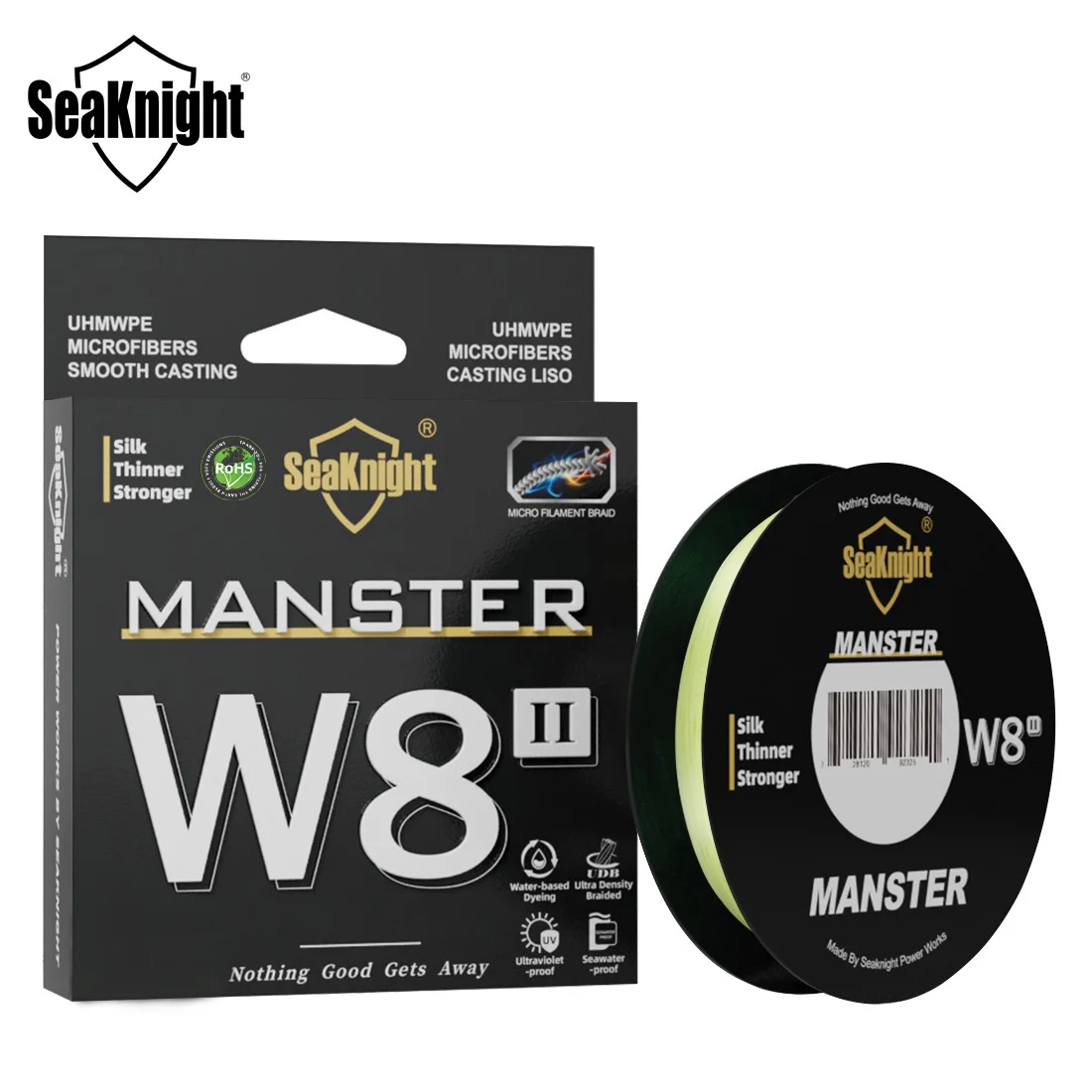 Línea de pesca SeaKnight Brand W8II 150m 164yds, 8 hebras, revestimiento de resina de silicona actualizado, líneas trenzadas de PE W8 para pesca en agua salada