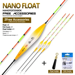 Flotadores de pesca Nano compuestos Bobber cola dura y anzuelos