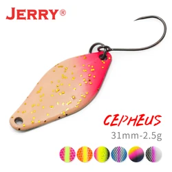 Jerry Cepheus-SEÑUELOS DE trucha, Mini cucharas de Pesca de latón, 2,5g, cebo giratorio para agua dulce, cebos de Pesca, anzuelos individuales, aparejos de Pesca