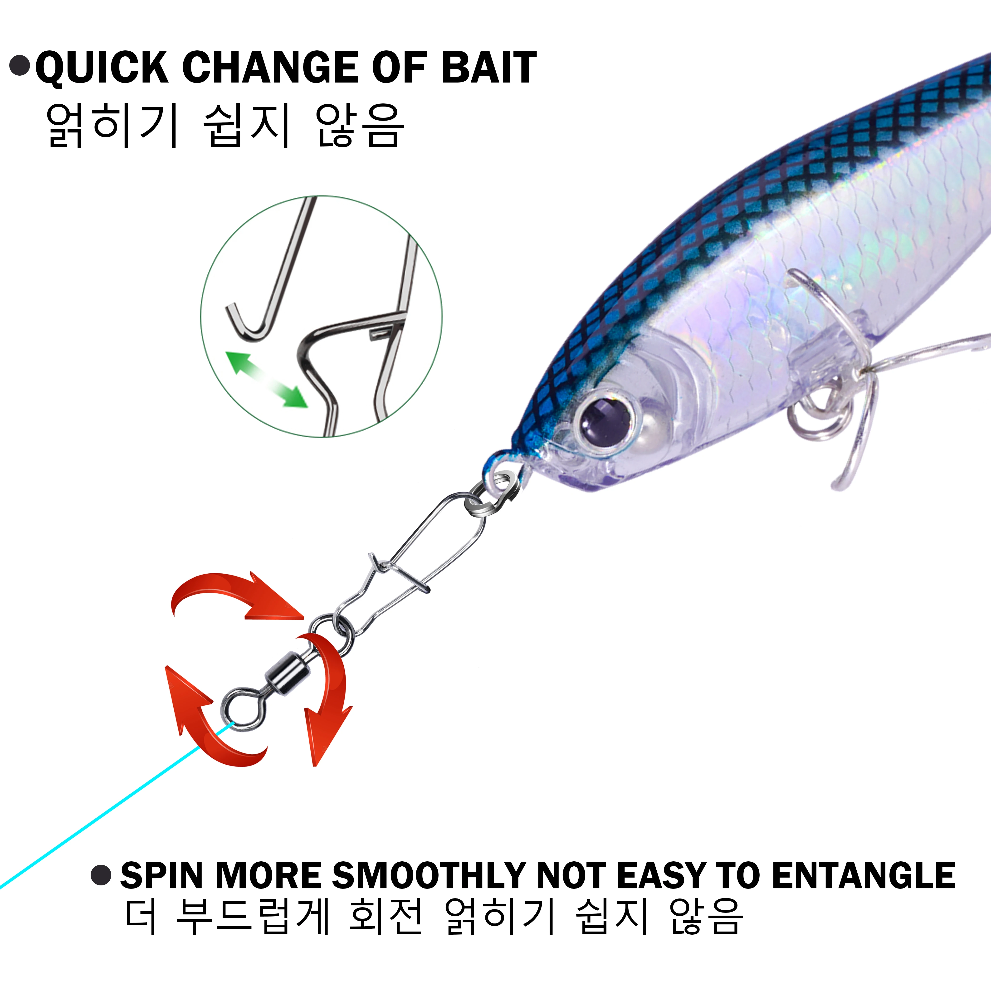 Conector de pesca de acero inoxidable, rodamiento giratorio, 50 piezas, accesorios para anzuelo de señuelo - imagen 3