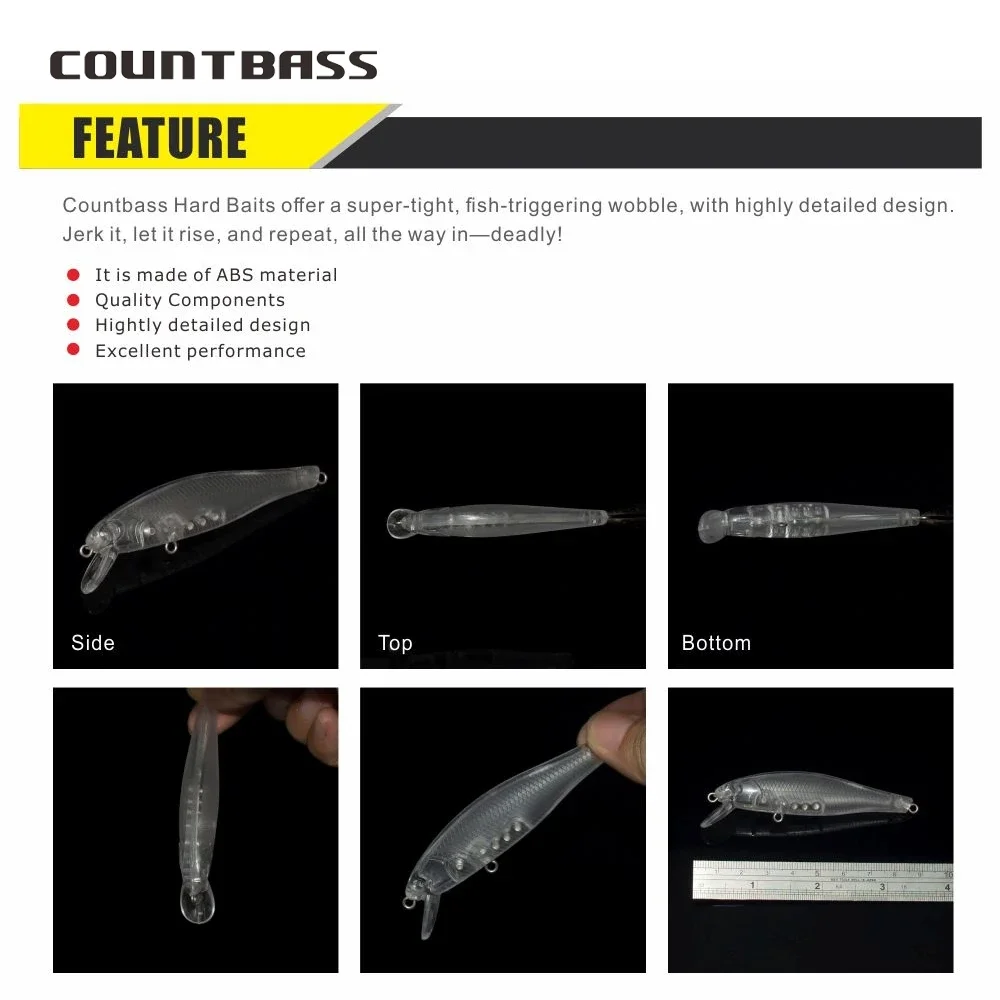 Countbass 10 Uds. Señuelos duros en blanco, 80mm/3,15 "7,8g/0,3oz, cebos duros flotantes para pececillos, cebos de pesca sin pintar, cebos duros, Wobblers - imagen 4