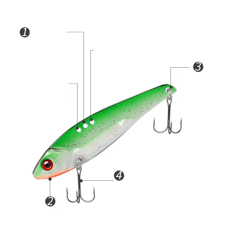 Señuelo de pesca láser VIB de Metal, 3 piezas, 7/10/12/14g, aparejos de pesca, Crankbait, cuchara de vibración, Spinner, aparejos de cebo de hundimiento - imagen 3