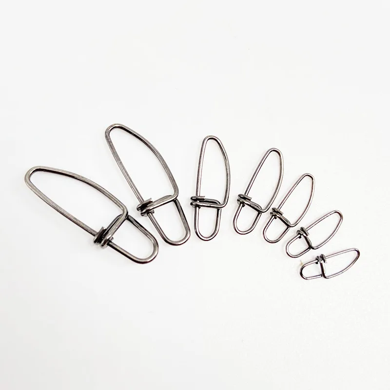 1000 pièces en acier inoxydable noir rapide Clip serrure Snap pivotant solide anneau sécurité boutons pression connecteur fournitures de pêche accessoires Pesca - imagen 4