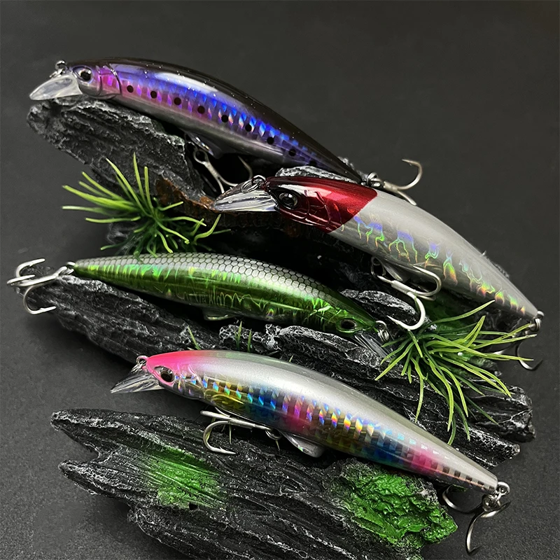 Señuelo de Pesca de pececillo que se hunde, 30g, 95mm, Wobblers de Pesca de fundición larga para lubina, Lucio, cebos artificiales de agua salada, accesorios de Pesca - imagen 3