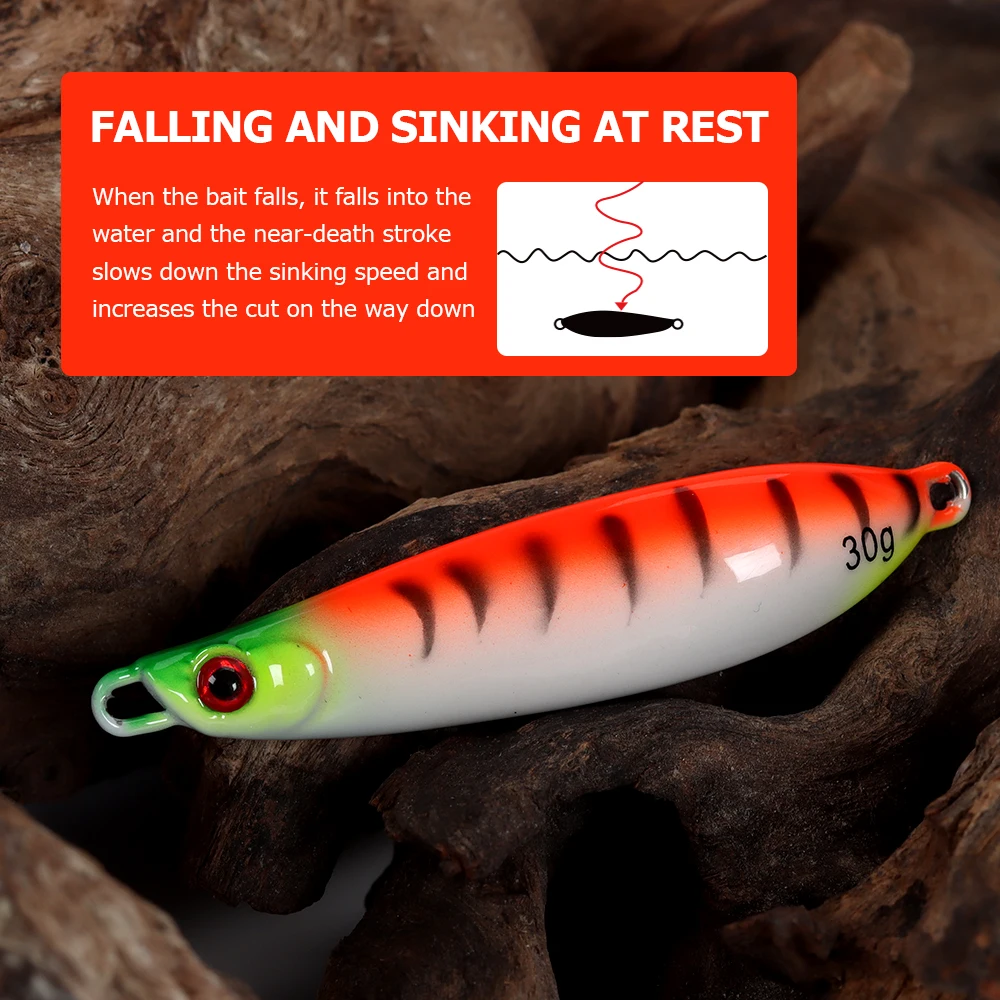 TOLU-señuelo de plantilla de Metal en forma de S con ojos impresos en 3D, 20g, 30g, 40g, 60g, 80g, señuelo de pesca de fundición en tierra, plantilla de Metal Vertical - imagen 3