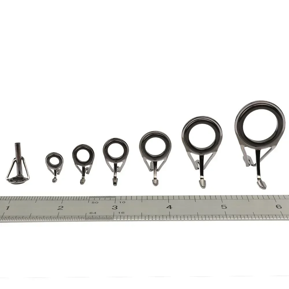 7 unids/set aparejos de pesca Kit de reparación de acero inoxidable conjunto de caña de pescar guía anillo punta caña de pescar círculo anillo guía de ojo bucle de alambre - imagen 4