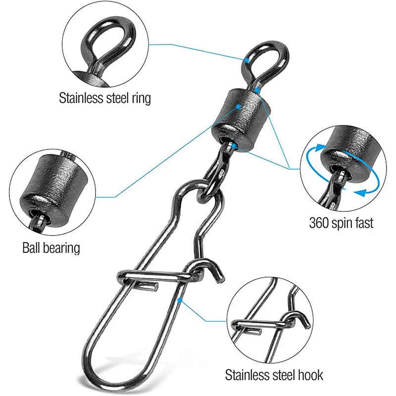 Broches giratorios Duo-Lock acero inoxidable con rodamiento para pesca - imagen 2