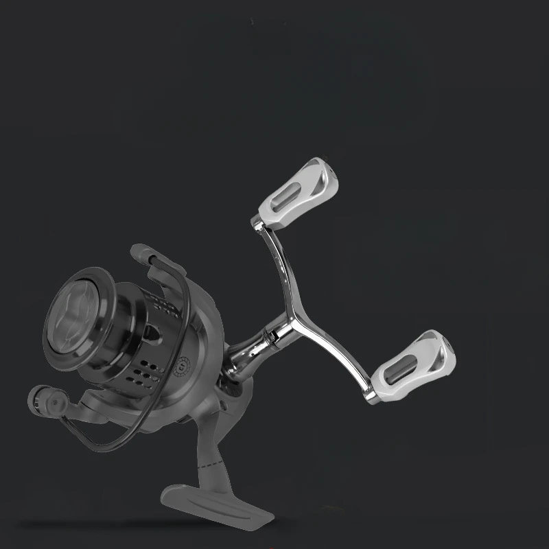 Carrete de pesca giratorio 5,2: 1 relación de engranaje 14LB arrastre máximo Spoo de Metal plegable CNC doble brazo para pesca de carpa de agua dulce y salada - imagen 4