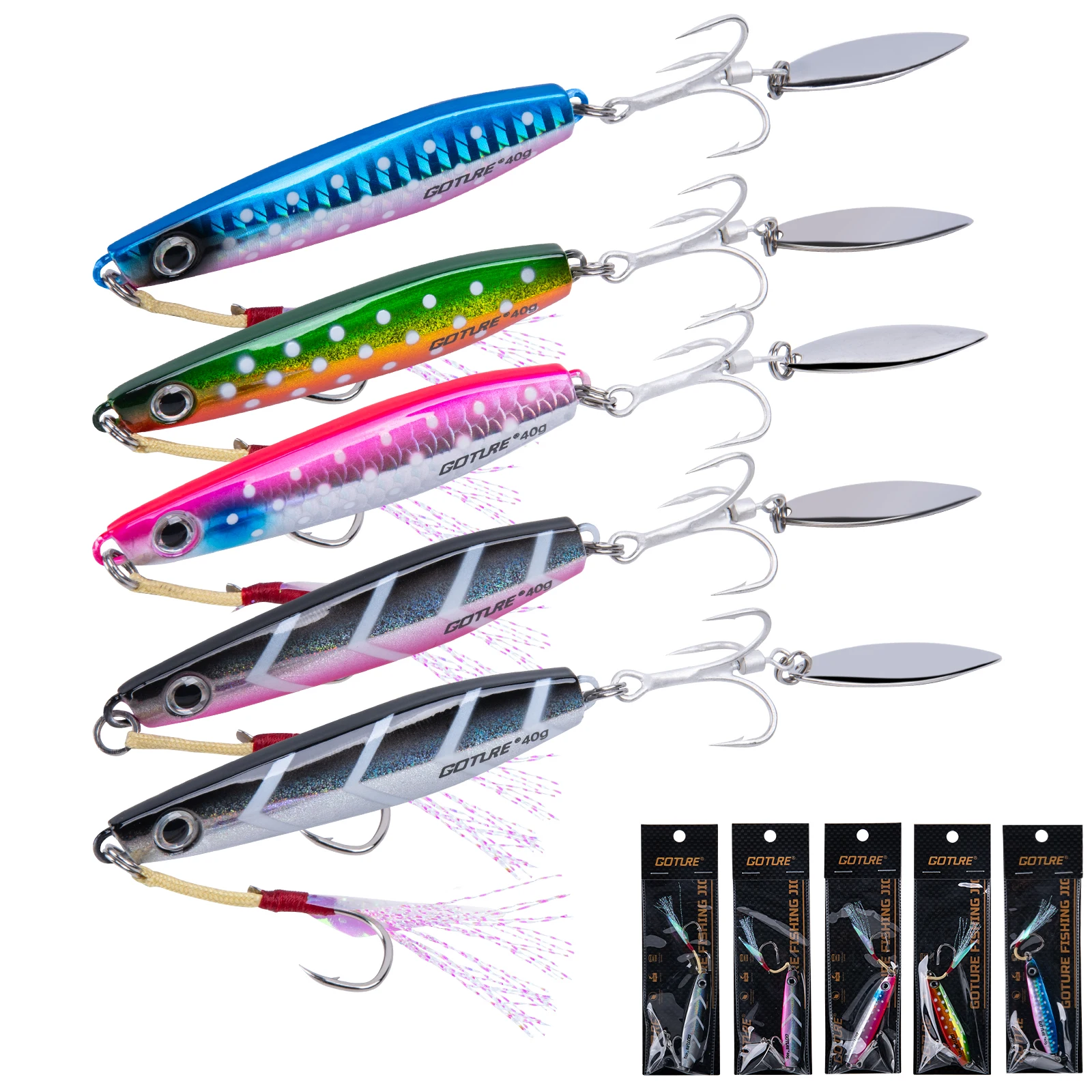 Goture Jig Spinner Spoon metálico con ojo 3D y láser de color - imagen 4