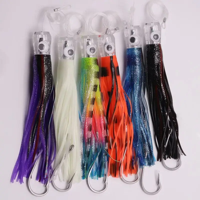 Señuelo de Pesca de Resina con Forma de Pulpo, 6 Piezas, con Falda Suave, para Pesca de Arrastre en Agua Salada, Pesca en Alta Mar, Cebo Grande para Atún, Wahoo, Mahi, Marlin