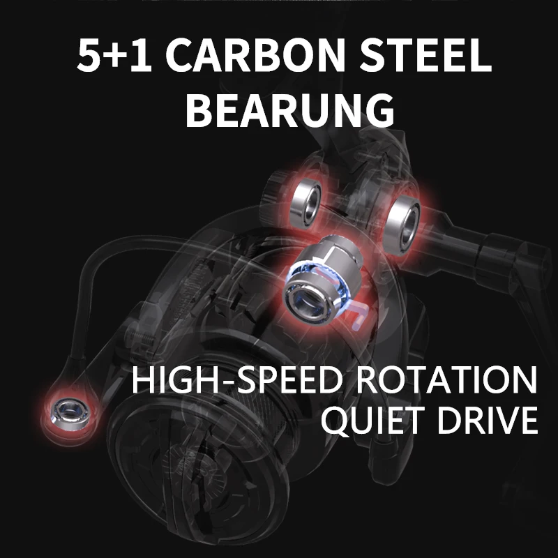 Carrete giratorio BILLINGS, arrastre máximo de 6KG para carrete de pesca de agua dulce y salada, relación de engranaje 5,1: 1, carrete de pesca de rodamiento suave - imagen 4