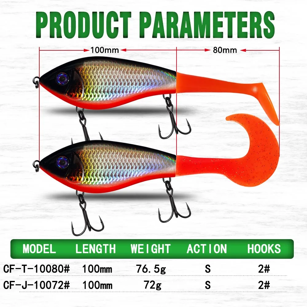 Señuelo CF 100mm 76,5g Jerkbait Rattlin Vib señuelo de pesca hundimiento Wobblers Lucio señuelos artificiales para aparejos de pesca señuelo Jerk Bait - imagen 5