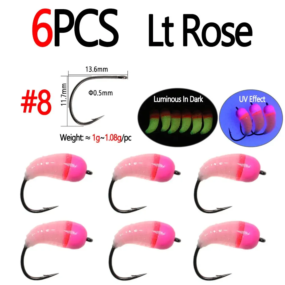 6pcs Lt Rose Size 8