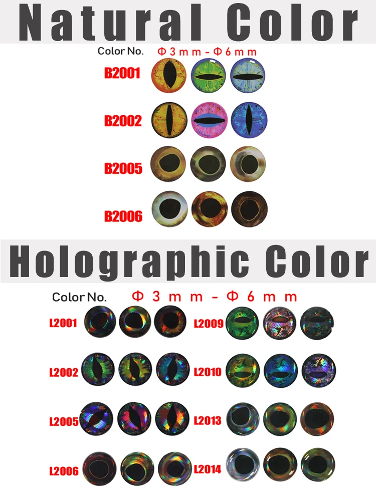 Wifreo 183 Uds mezcla holográfica 3D ojo de pez epoxi ojos de pesca realistas materiales de atado de moscas para Streamer moscas de agua salada señuelos Jig - imagen 3