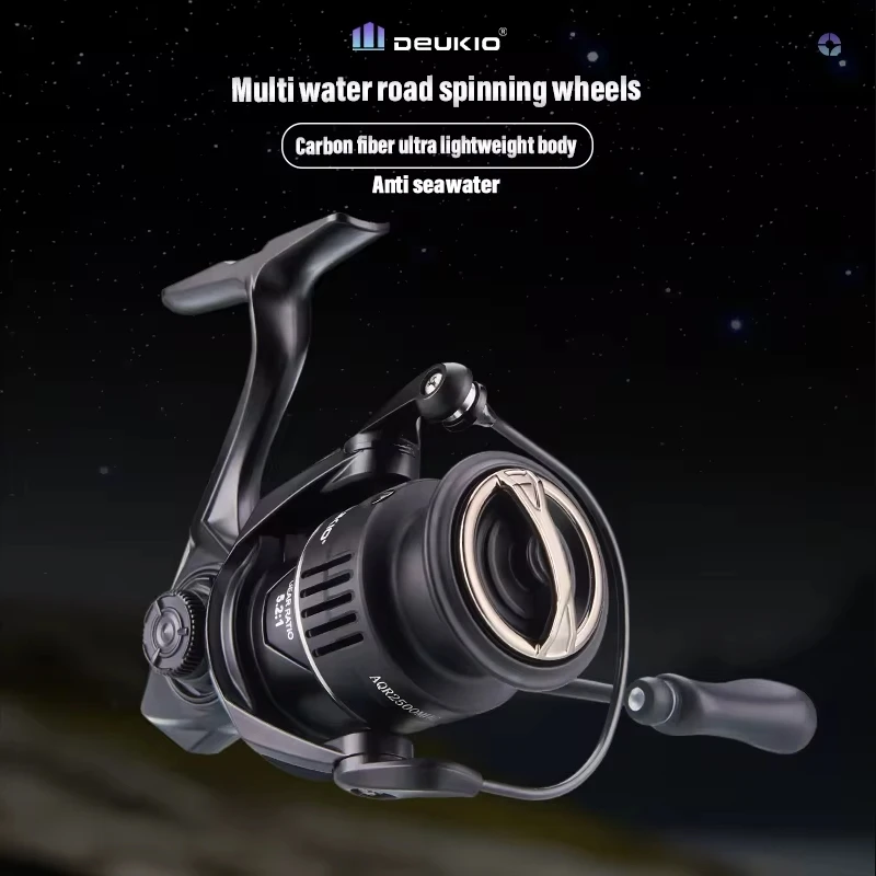 Carrete de pesca giratorio ligero DEUKIO, 6 + 1 rodamientos de bolas, cuerpo de fibra de carbono de arrastre de 8kg, antiagua de mar para bobina de pesca de agua salada