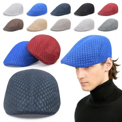 Casual versión coreana sombrero de lengua de pato Color sólido boinas de malla hueca transpirable sombrero delantero Unisex