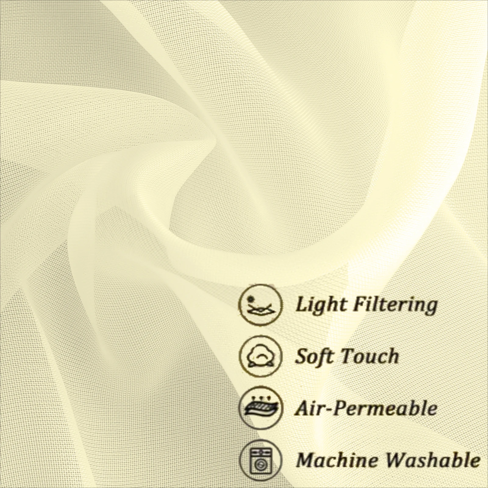 Cortinas transparentes de W132CM, cortinas transparentes de gasa con bolsillo para barra filtrante de luz para dormitorio y sala de estar - imagen 5