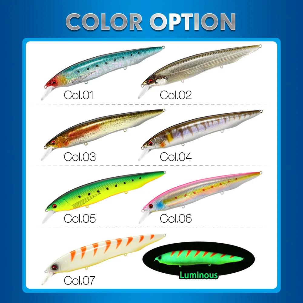 FSTK kanata Jerkbait 160mm 30g hundimiento Minnow señuelo de pesca de lubina flotante profundo fundición Trolling Tungaten peso Señuelos de pesca - imagen 5