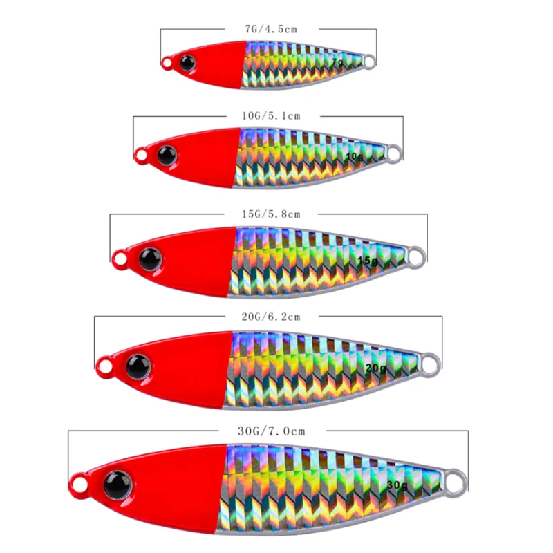 5 unids/caja cebo tipo lápiz accesorio de fundición de Metal Micro plantillas de pesca 7g/10g/15g/20g/30g Shore Casting Jigging cuchara cebo Artificial - imagen 5