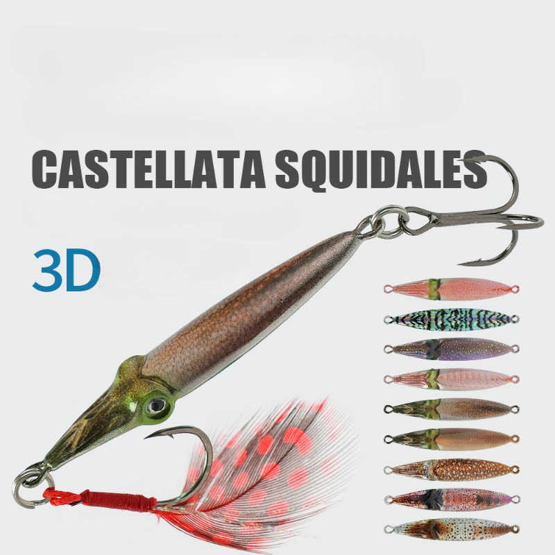 Cebo para corredor de carretera, ojo de calamar y tiburón, placa de hierro, pintura en aerosol, escamas de pescado reales, cebo de caballa de fundición larga biónica, Warbler de pesca en el mar - imagen 3