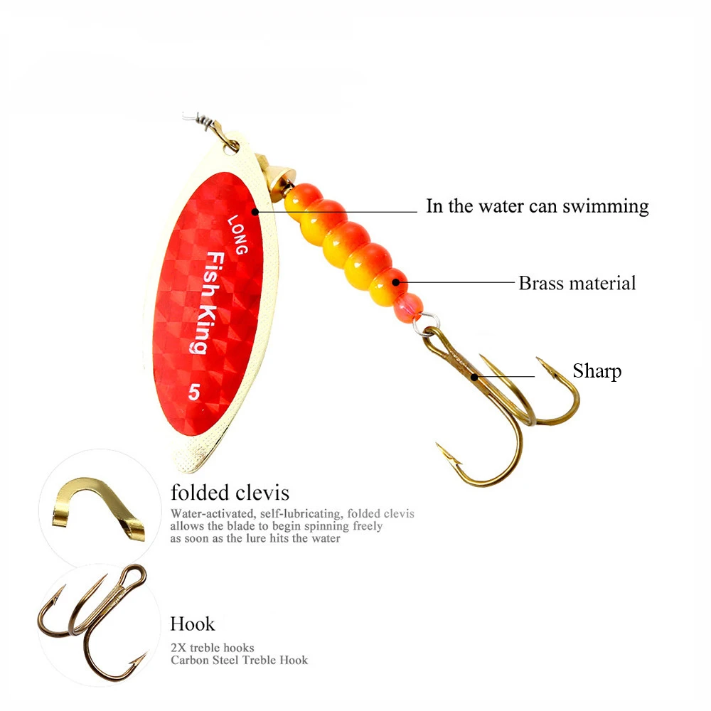 NGB-señuelo de pesca con cebo giratorio, 4,5g, 7,0g, 12,5g, 17,4g, 27,1g, señuelo tipo cuchara, Lucio, cebo Artificial de Metal, Señuelos de Pesca duros, anzuelo triple - imagen 5