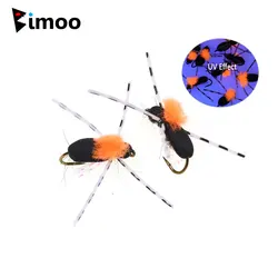 Bimoo 8 piezas # 10 Para Post Wing espuma hormiga mosca flotante bettle mosca negra mosca seca insecto Artificial cebo trucha Char Señuelos de pesca