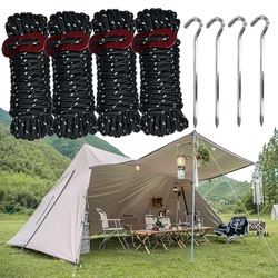 Cuerda a prueba de viento de 4mm y clavos para el suelo, cuerdas para tienda de campaña para exteriores, cuerda para acampar para tienda de senderismo, lona, dosel, accesorios, 2/4 Uds.