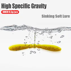 DONGDING-señuelo suave hundido por gravedad altamente específico, 4 pulgadas, 8,5g, 10 unidades por paquete, cebo de pesca en polvo de camarón antártico 13% altamente simulado