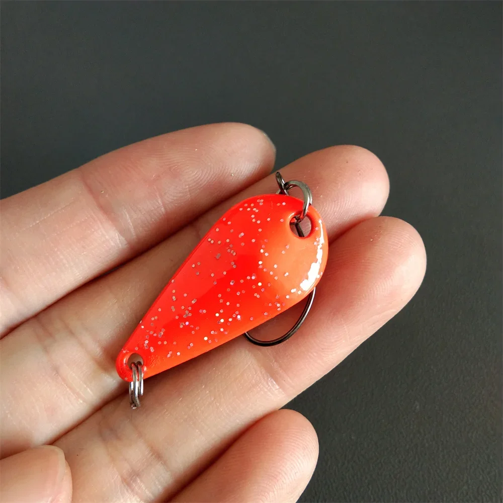 5 uds 3cm 2,9g señuelo para trucha Metal latón cobre colorido pesca Mini cuchara cebo señuelo de pesca de Metal para trucha Chub perca salmón - imagen 3