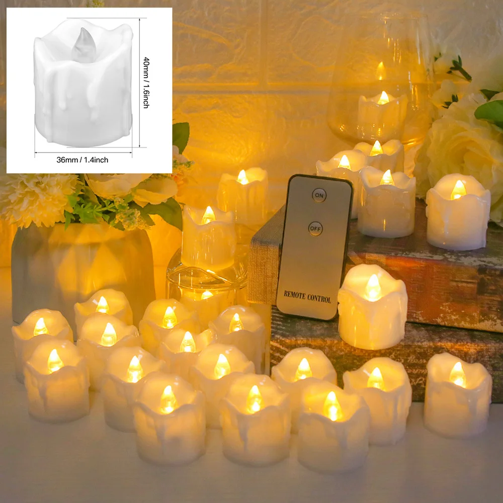 24 Uds. Velas LED parpadeantes, velas sin control remoto/control remoto sin llama con batería para decoraciones navideñas para el hogar y la boda - imagen 4
