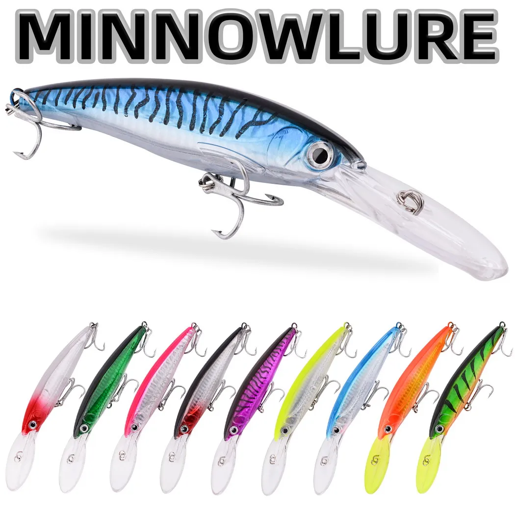 1 Uds señuelo Minnow 19,5 cm 48,5g Wobblers señuelo de pesca buceo profundo cebo duro Artificial barco de curricán pesca de mar lubina señuelo de Lucio