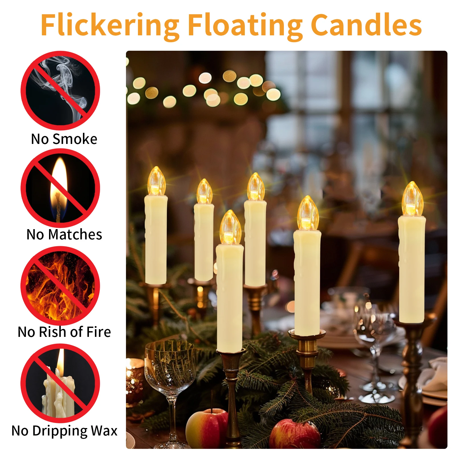 Velas cónicas LED sin llama, velas eléctricas para árbol de Navidad, Mini velas cónicas con Clip y temporizador remoto para decoración de bodas - imagen 3